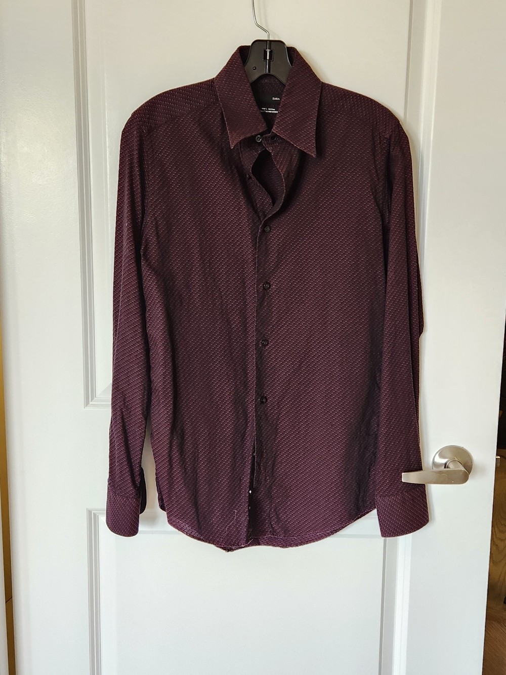 ZARA Men's Burgundy Textured 100% Cotton /slimFit/Size M.